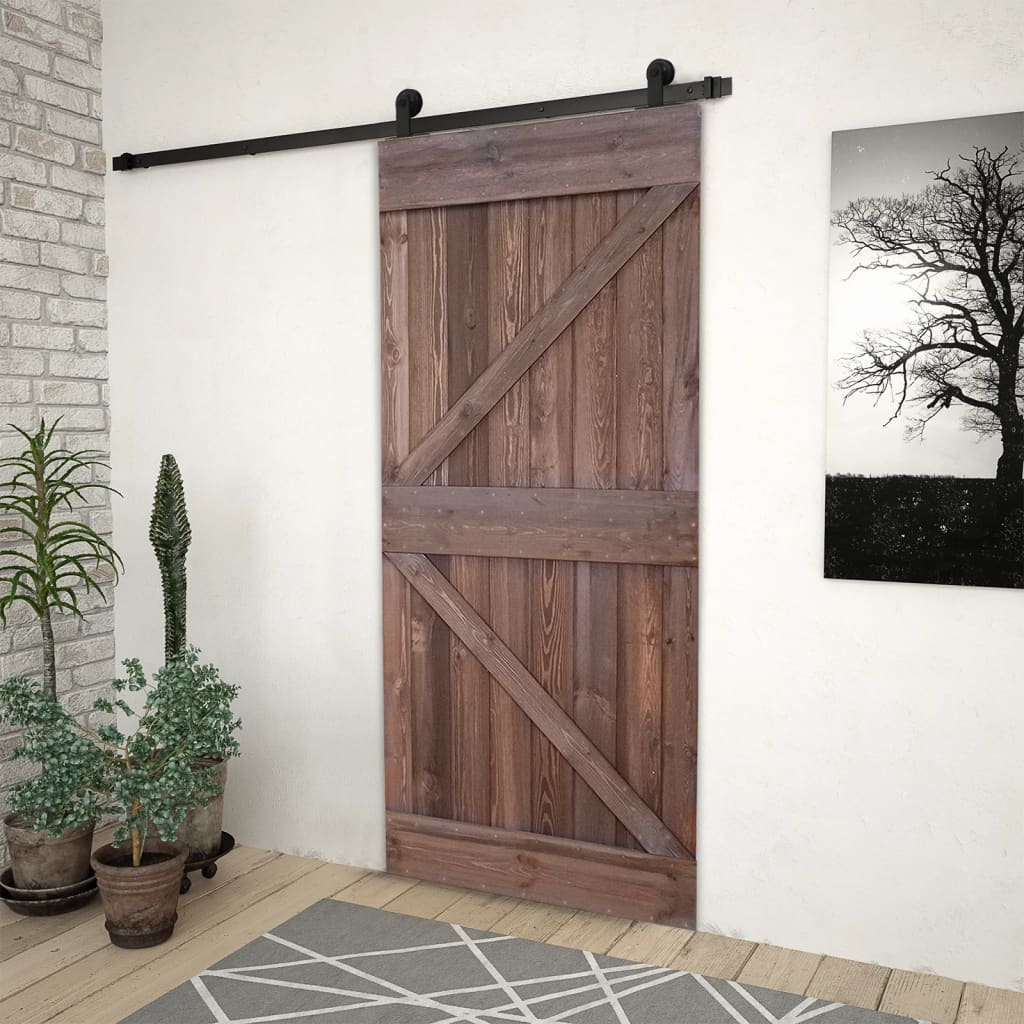 Liukuovi asennustarvikkeineen 90x210 cm mänty tummanruskea - Harrastajankoti.fi