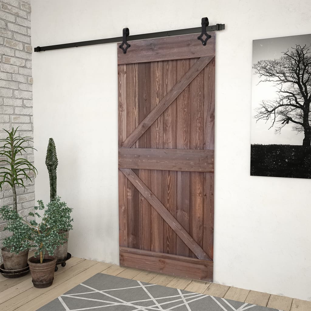 Liukuovi asennustarvikkeineen 100x210 cm mänty tummanruskea - Harrastajankoti.fi