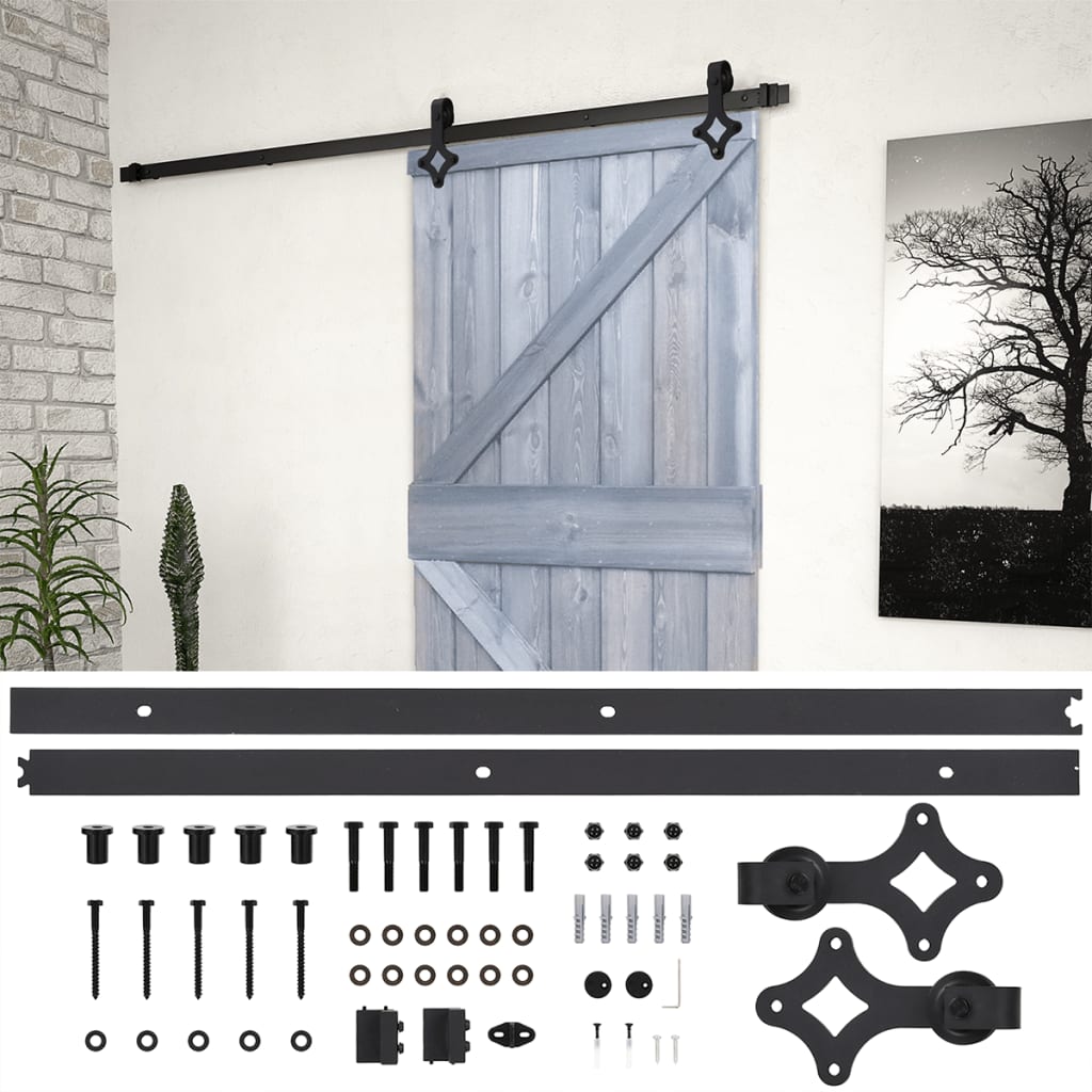 Liukuovi asennustarvikkeineen 80x210 cm täysi mänty harmaa - Harrastajankoti.fi