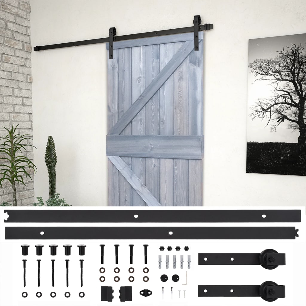 Liukuovi asennustarvikkeineen 80x210 cm täysi mänty harmaa - Harrastajankoti.fi