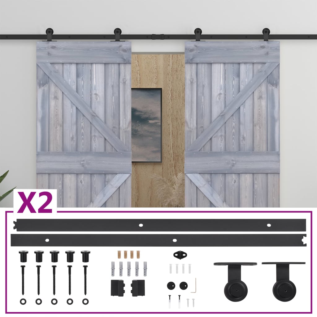 Liukuovi asennustarvikkeineen 80x210 cm täysi mänty harmaa - Harrastajankoti.fi