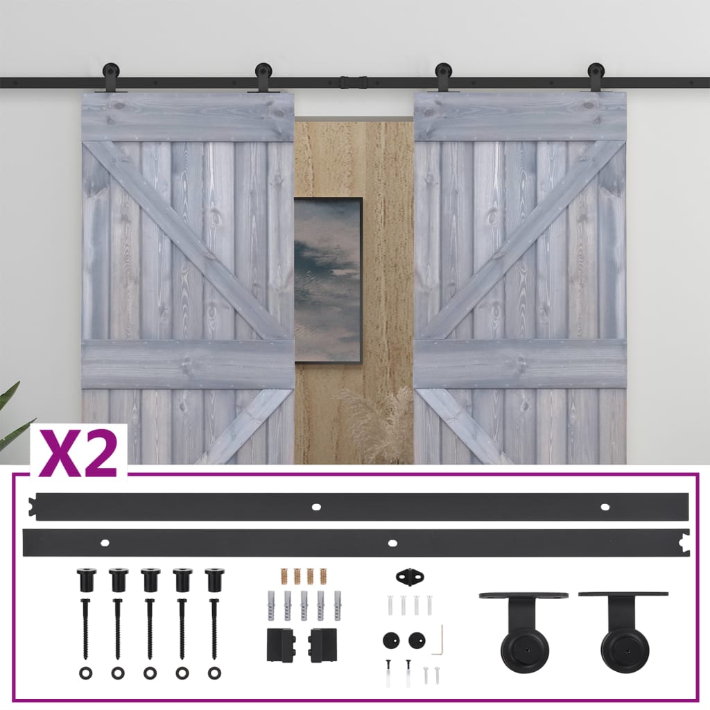 Liukuovi asennustarvikkeineen 80x210 cm täysi mänty harmaa - Harrastajankoti.fi