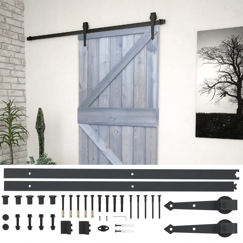 Liukuovi asennustarvikkeineen 90x210 cm täysi mänty harmaa - Harrastajankoti.fi