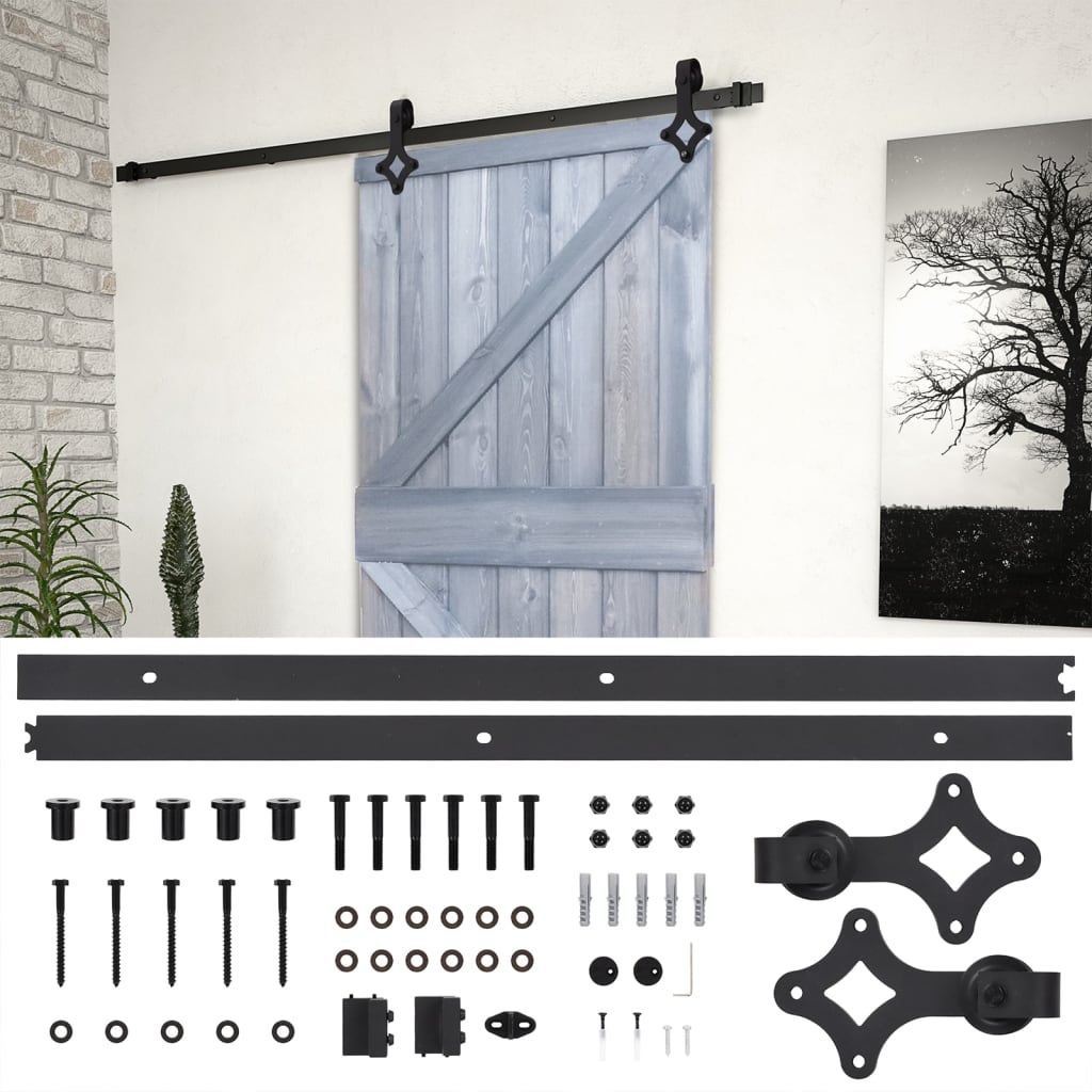 Liukuovi asennustarvikkeineen 90x210 cm täysi mänty harmaa - Harrastajankoti.fi