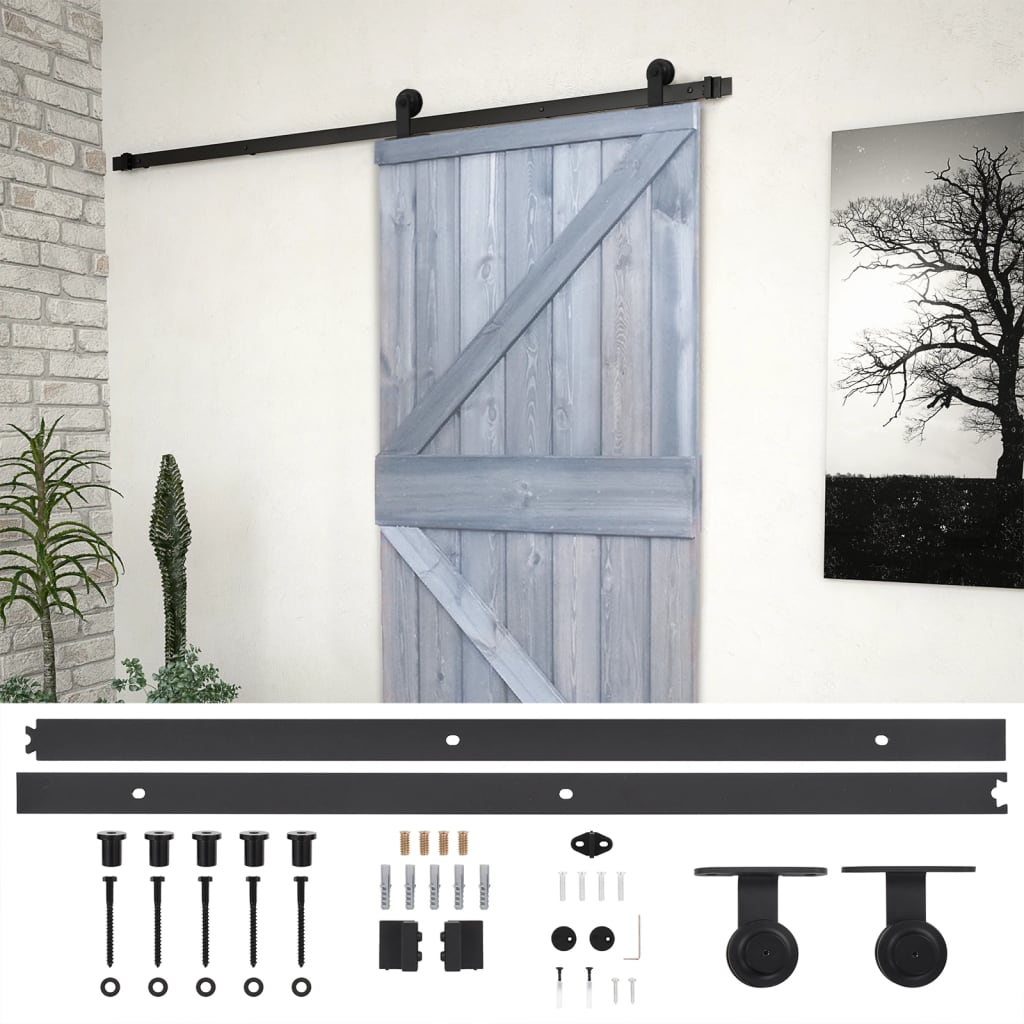 Liukuovi asennustarvikkeineen 90x210 cm täysi mänty harmaa - Harrastajankoti.fi