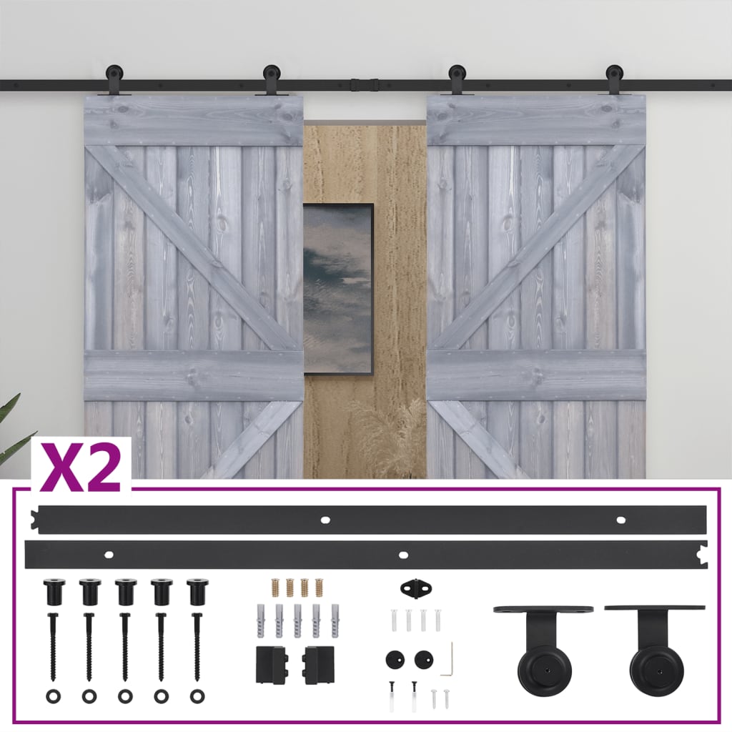 Liukuovi asennustarvikkeineen 90x210 cm täysi mänty harmaa - Harrastajankoti.fi