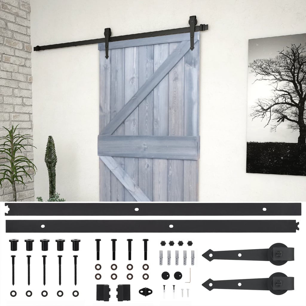 Liukuovi asennustarvikkeineen 100x210 cm täysi mänty harmaa - Harrastajankoti.fi