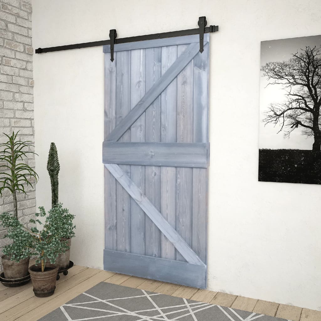 Liukuovi asennustarvikkeineen 100x210 cm täysi mänty harmaa - Harrastajankoti.fi