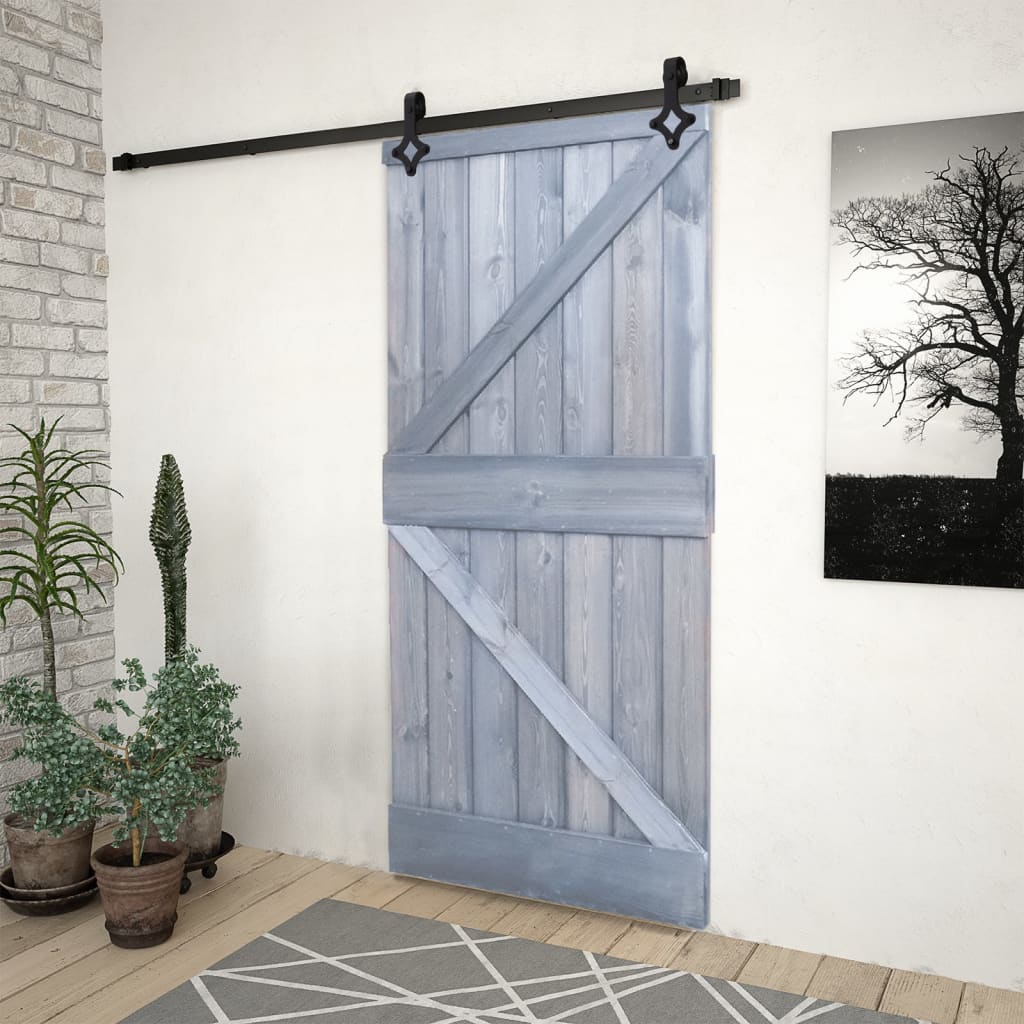 Liukuovi asennustarvikkeineen 100x210 cm täysi mänty harmaa - Harrastajankoti.fi