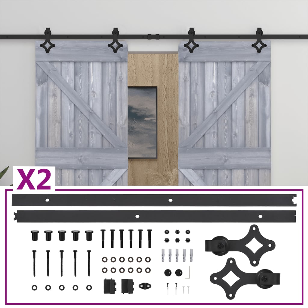 Liukuovi asennustarvikkeineen 100x210 cm täysi mänty harmaa - Harrastajankoti.fi