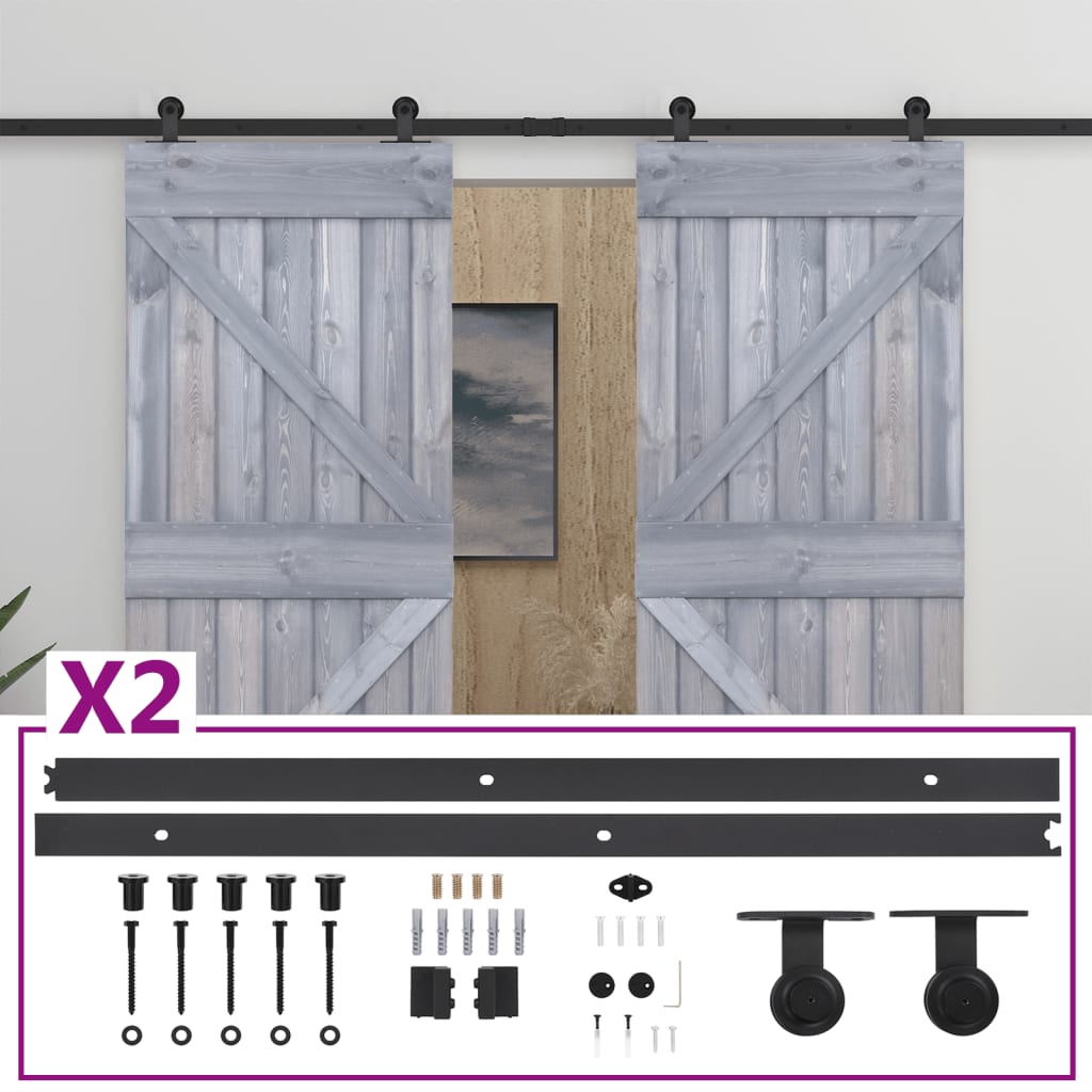 Liukuovi asennustarvikkeineen 100x210 cm täysi mänty harmaa - Harrastajankoti.fi