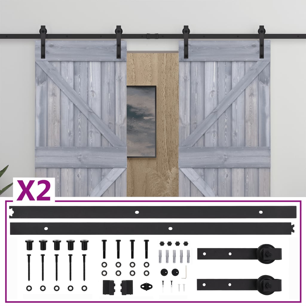 Liukuovi asennustarvikkeineen 100x210 cm täysi mänty harmaa - Harrastajankoti.fi