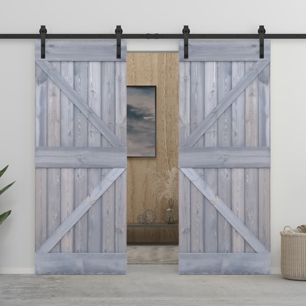 Liukuovi asennustarvikkeineen 100x210 cm täysi mänty harmaa - Harrastajankoti.fi