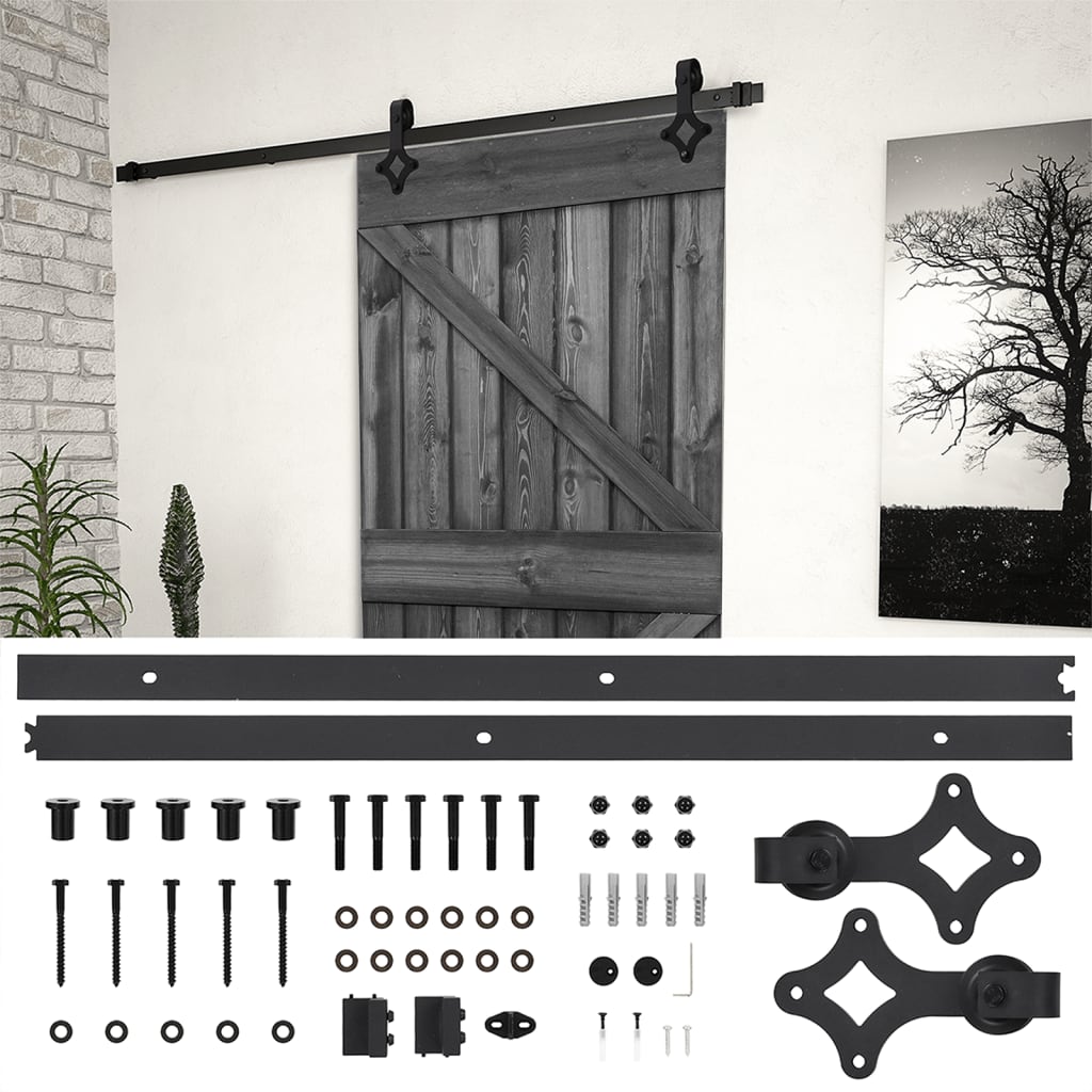 Liukuovi asennustarvikkeineen 80x210 cm täysi mänty musta - Harrastajankoti.fi