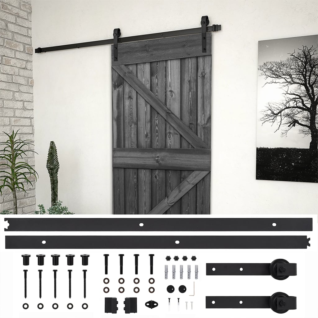 Liukuovi asennustarvikkeineen 80x210 cm täysi mänty musta - Harrastajankoti.fi