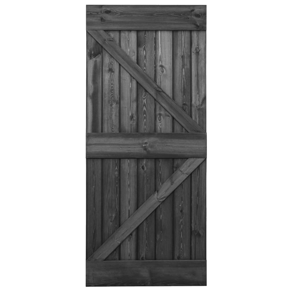 Liukuovi asennustarvikkeineen 90x210 cm täysi mänty musta - Harrastajankoti.fi