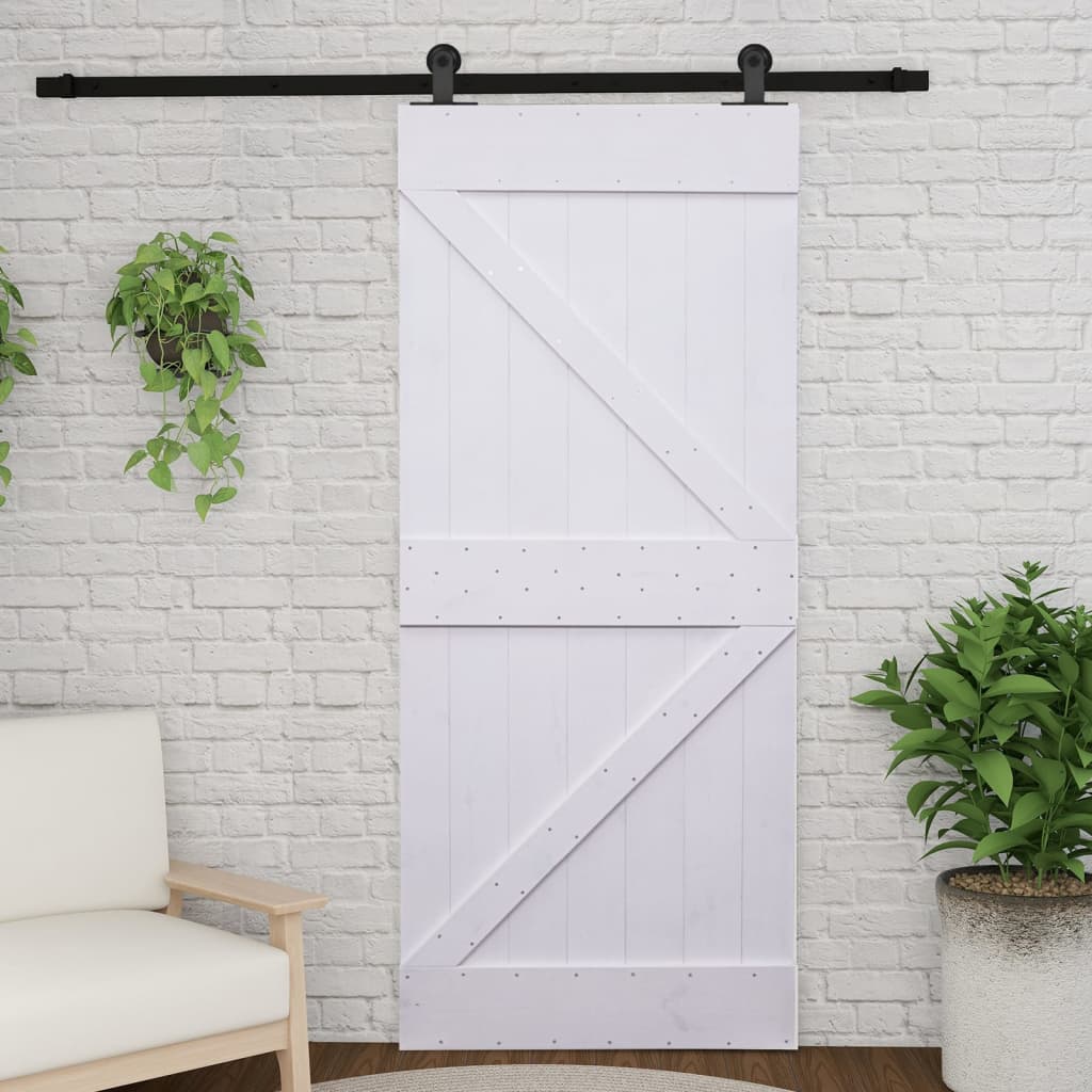 Liukuovi asennustarvikkeineen 80x210 cm täysi mänty valkoinen - Harrastajankoti.fi