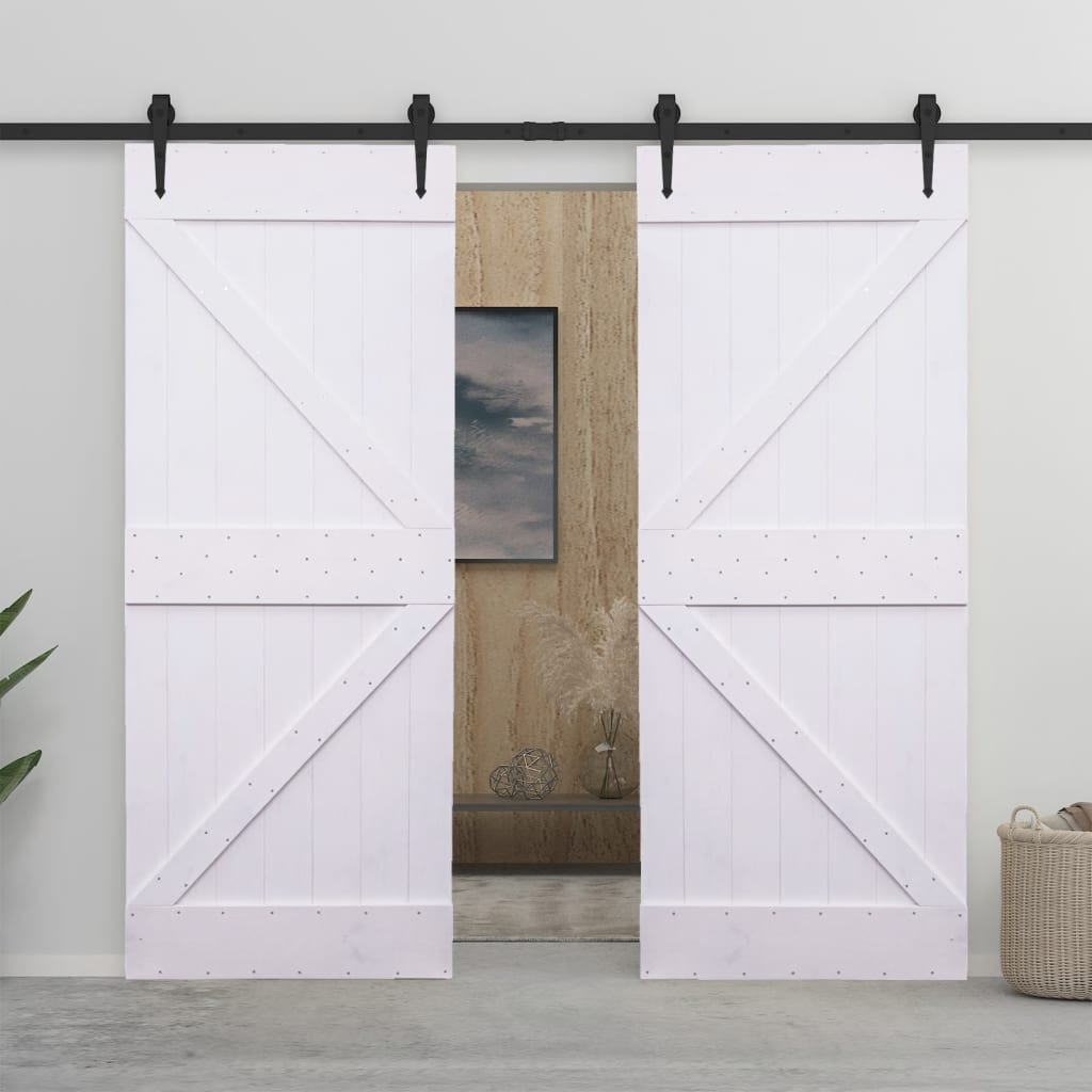 Liukuovi asennustarvikkeineen 80x210 cm täysi mänty valkoinen - Harrastajankoti.fi