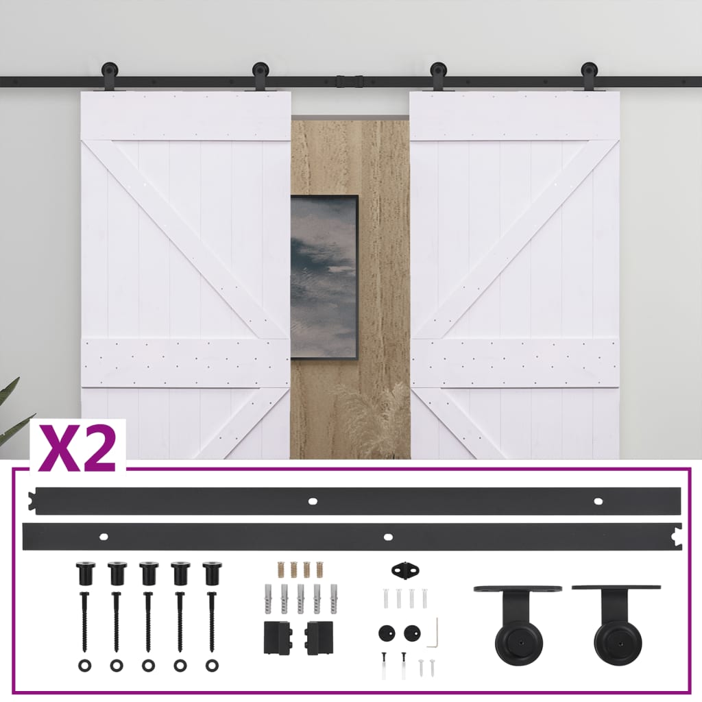 Liukuovi asennustarvikkeineen 80x210 cm täysi mänty valkoinen - Harrastajankoti.fi