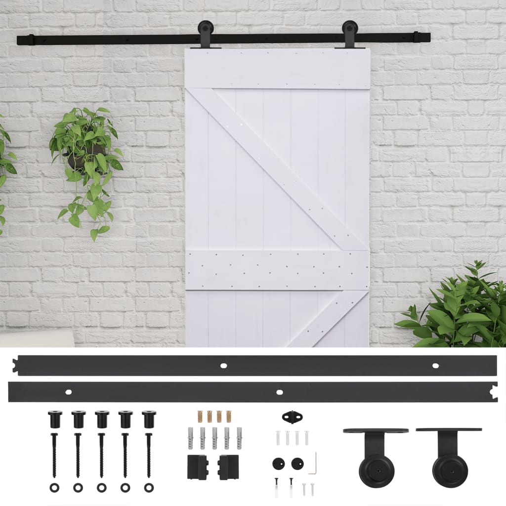 Liukuovi asennustarvikkeineen 90x210 cm täysi mänty valkoinen - Harrastajankoti.fi