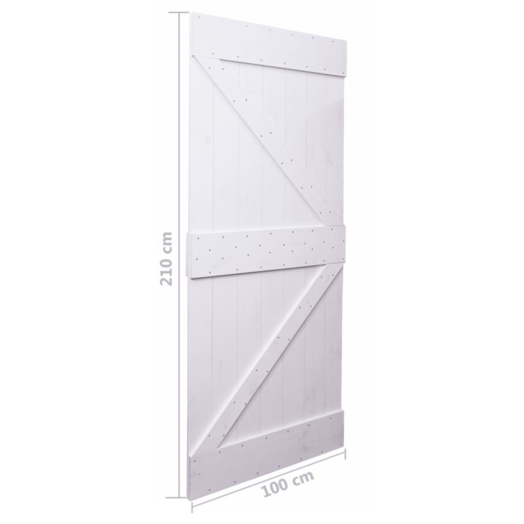 Liukuovi asennustarvikkeineen 100x210 cm täysi mänty valkoinen - Harrastajankoti.fi