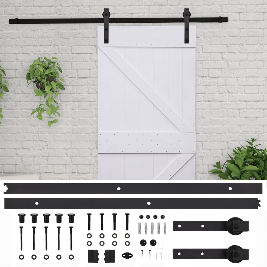 Liukuovi asennustarvikkeineen 100x210 cm täysi mänty valkoinen - Harrastajankoti.fi