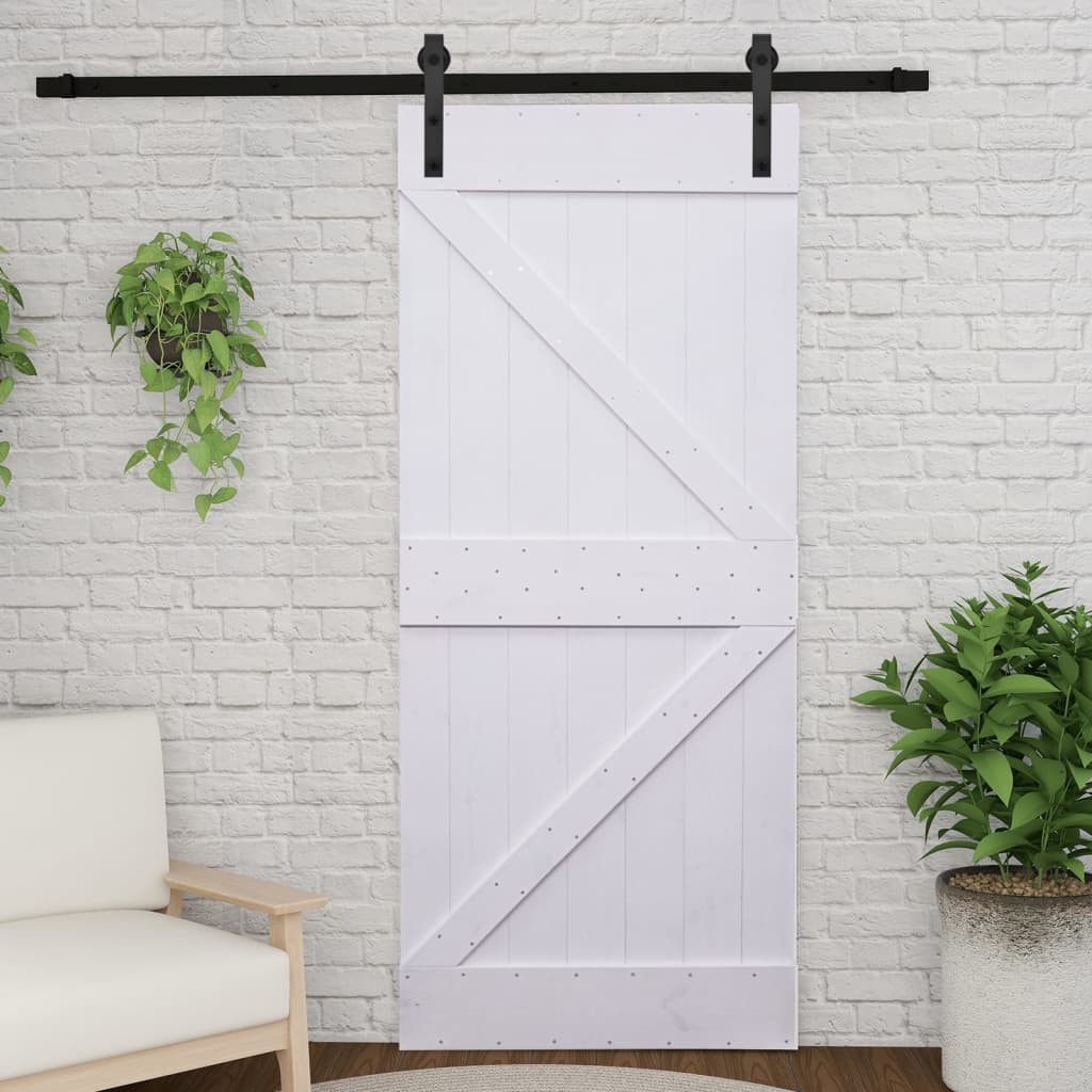 Liukuovi asennustarvikkeineen 100x210 cm täysi mänty valkoinen - Harrastajankoti.fi