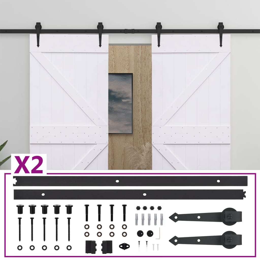 Liukuovi asennustarvikkeineen 100x210 cm täysi mänty valkoinen - Harrastajankoti.fi