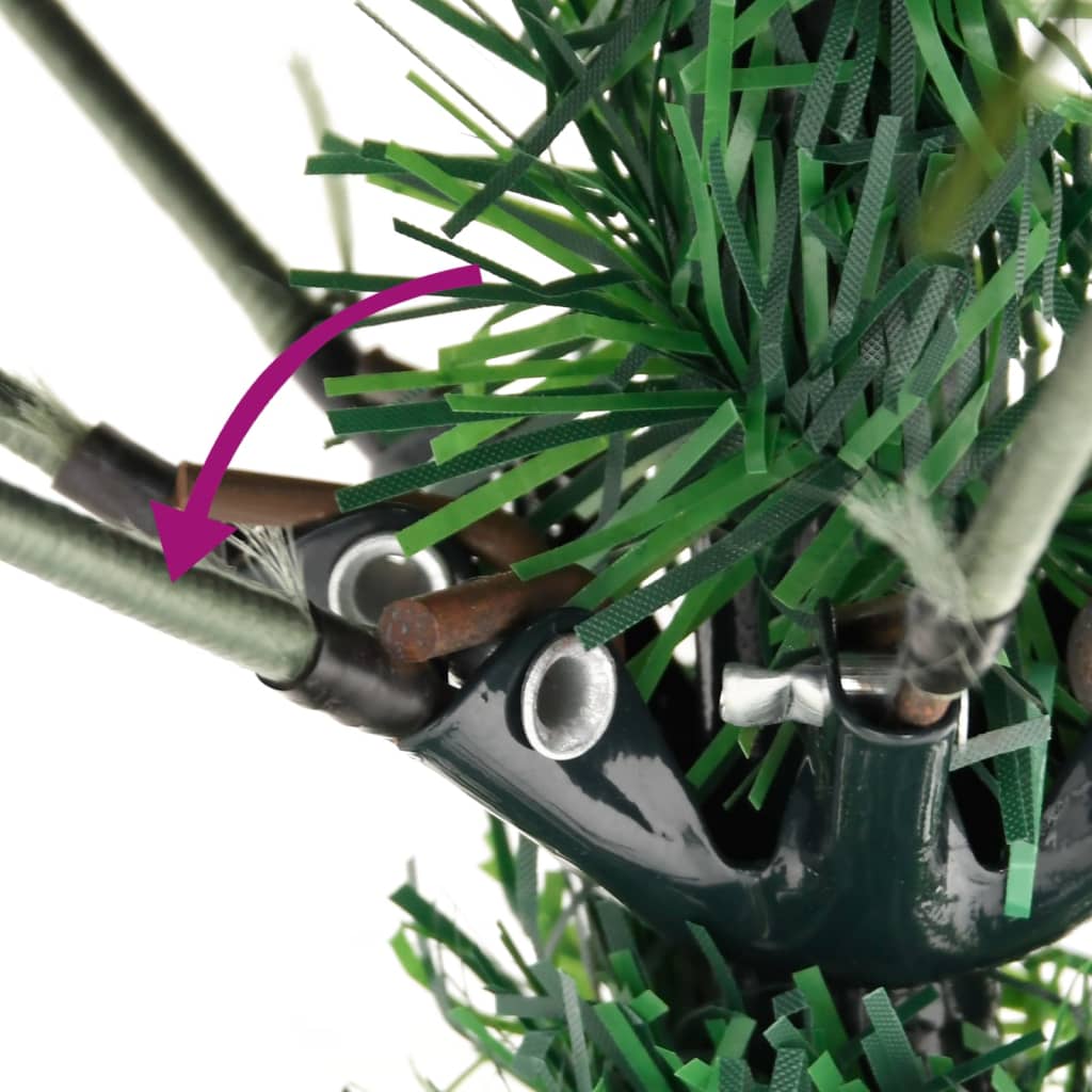 Tekojoulukuusi LED-valoilla ja kävyillä vihreä 225 cm PVC ja PE - Harrastajankoti.fi