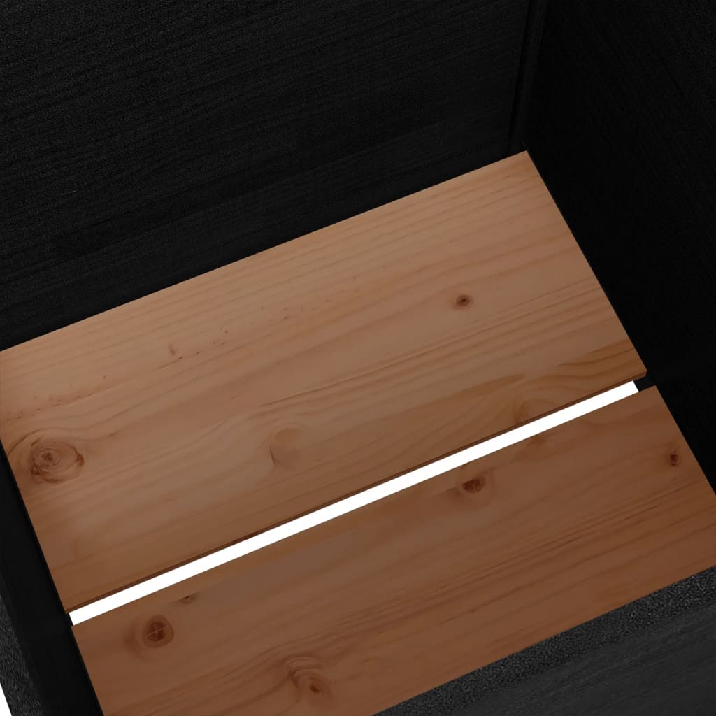 Puutarhan kukkalaatikko musta 70x70x70 cm täysi mänty - Harrastajankoti.fi