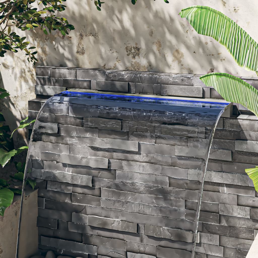 Vesiputous RGB LED-valoilla ruostumaton teräs 108 cm - Harrastajankoti.fi