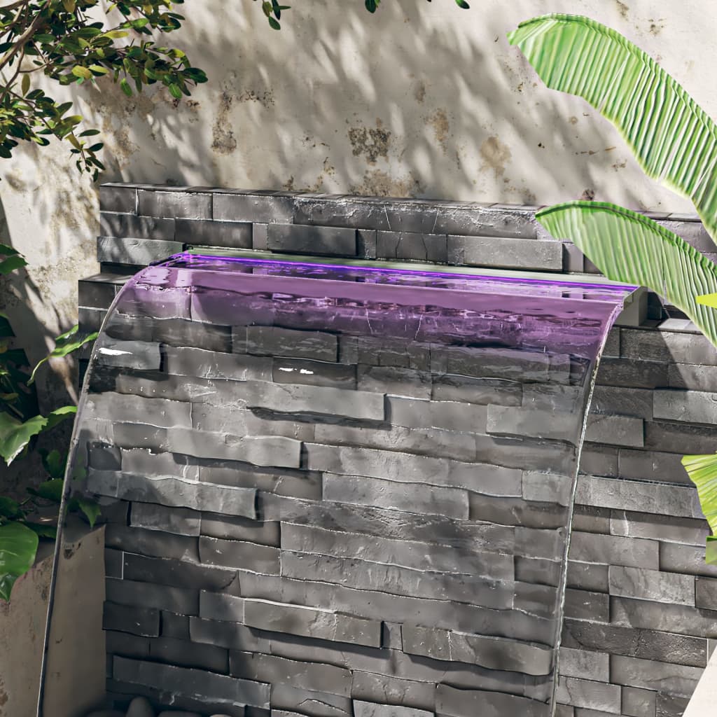 Vesiputous RGB LED-valoilla ruostumaton teräs 108 cm - Harrastajankoti.fi