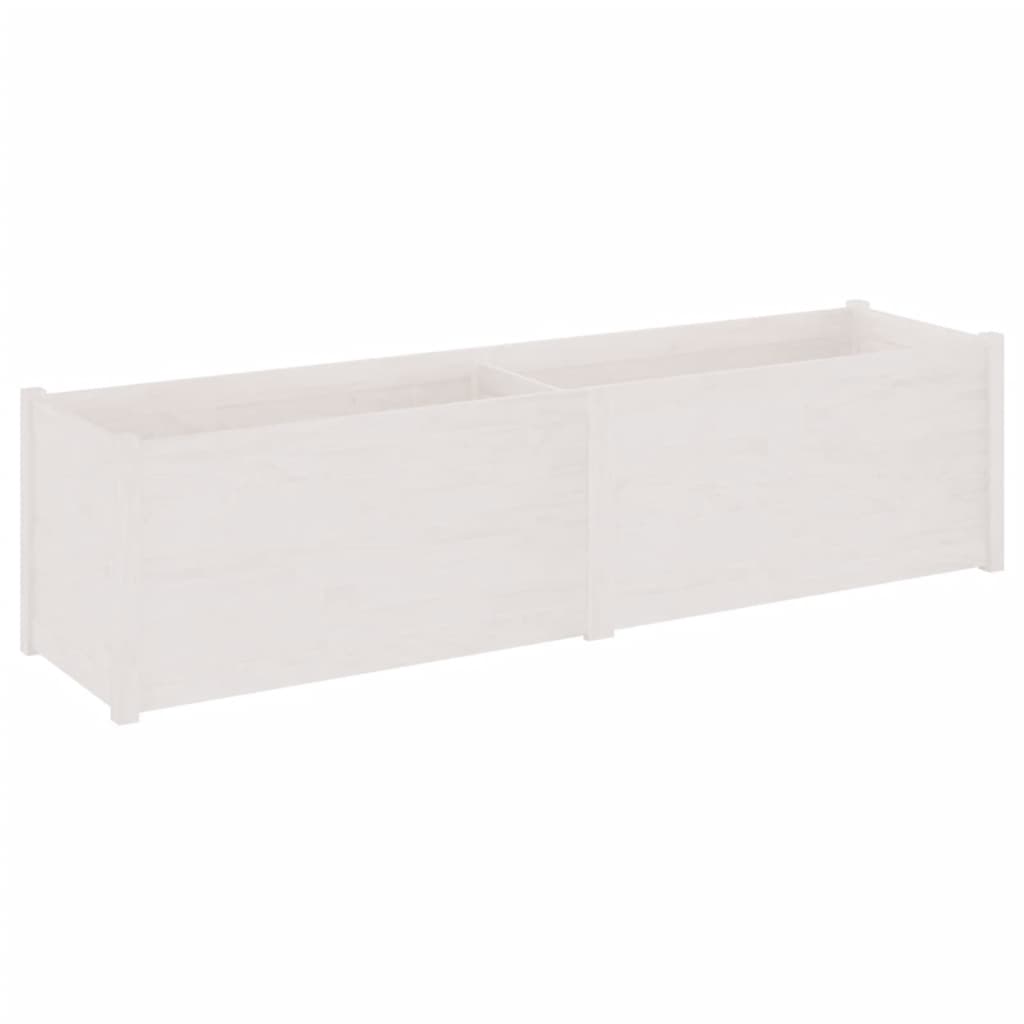 Puutarhan kukkalaatikko valkoinen 200x50x50 cm täysi mänty - Harrastajankoti.fi