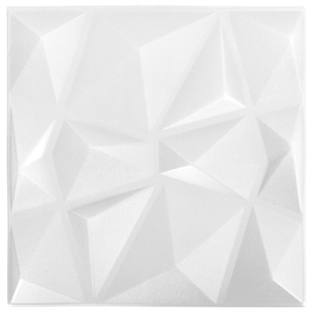 3D-seinäpaneelit 48 kpl 50x50 cm timantinvalkoinen 12 m² - Harrastajankoti.fi