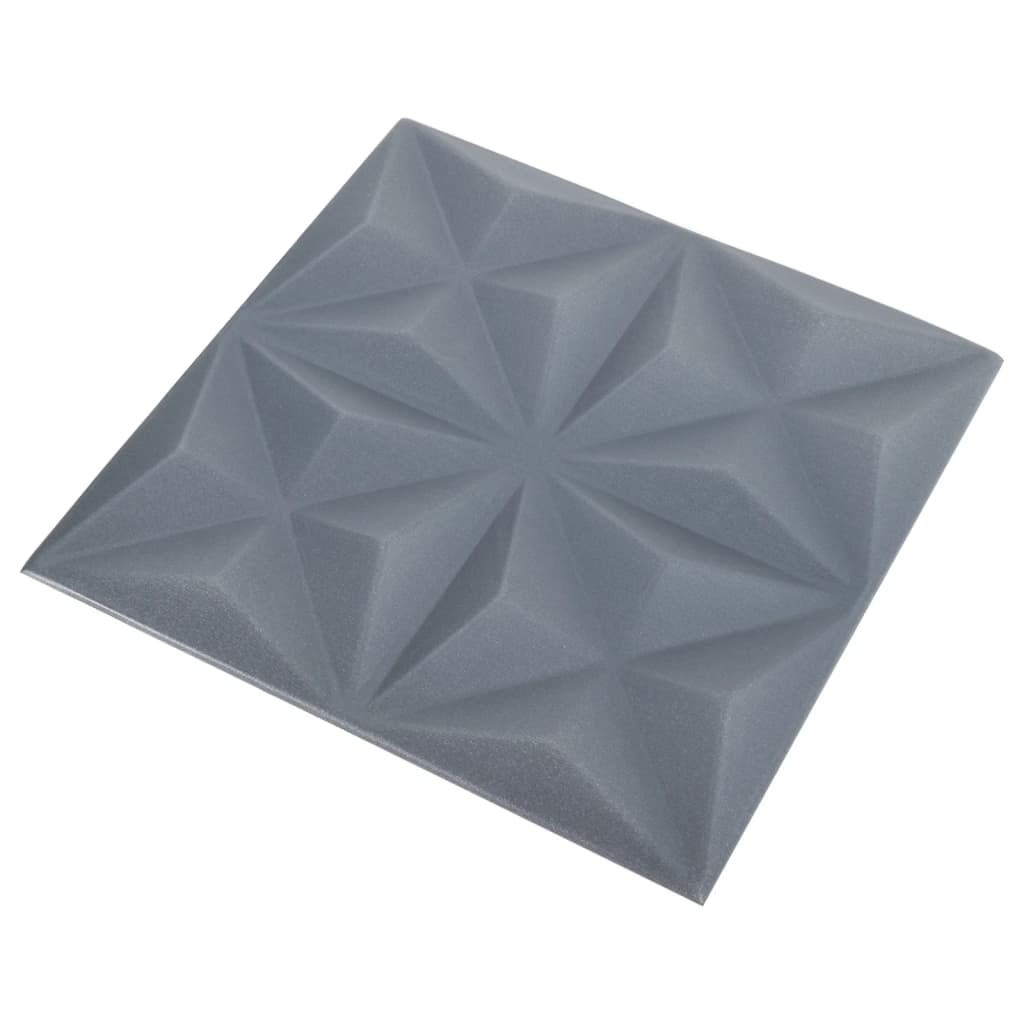 3D-seinäpaneelit 24 kpl 50x50 cm harmaa origami 6 m² - Harrastajankoti.fi