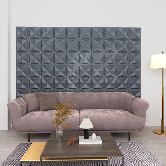 3D-seinäpaneelit 12 kpl 50x50 cm harmaa origami 3 m² - Harrastajankoti.fi