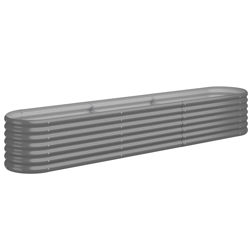 Puutarhakukkalaatikko jauhemaalattu teräs 224x40x36 cm harmaa - Harrastajankoti.fi