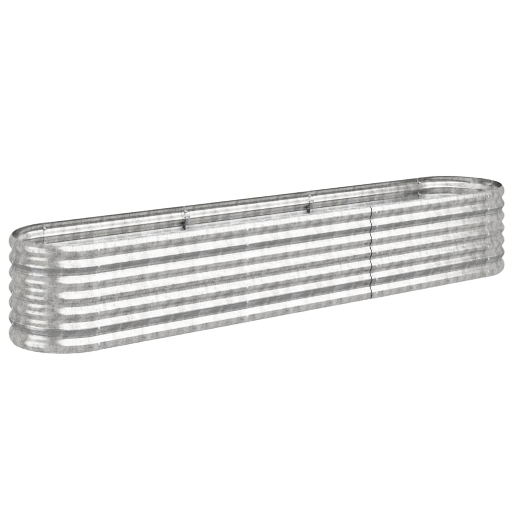 Puutarhakukkalaatikko jauhemaalattu teräs 224x40x36 cm hopea - Harrastajankoti.fi