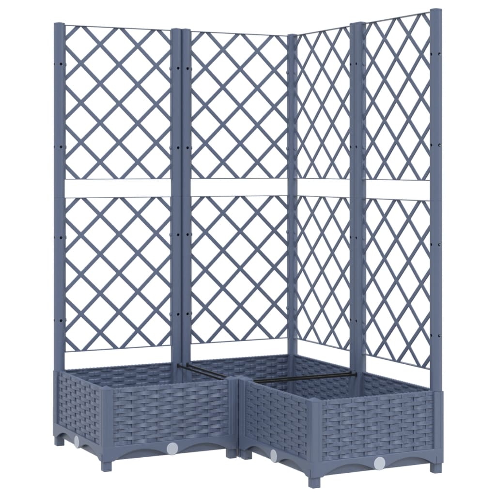 Kukkalaatikko säleiköllä tummanharmaa 80x80x121,5 cm PP - Harrastajankoti.fi