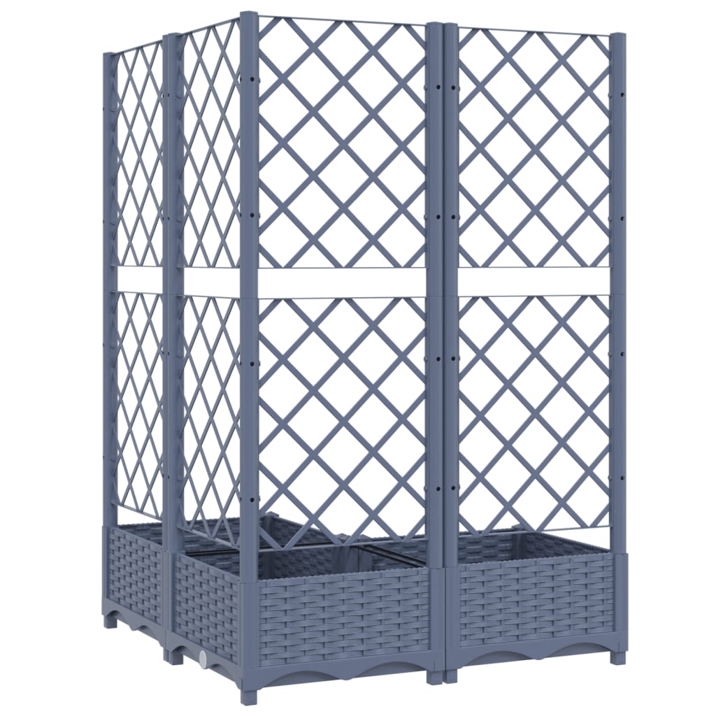 Kukkalaatikko säleiköllä tummanharmaa 80x80x121,5 cm PP - Harrastajankoti.fi