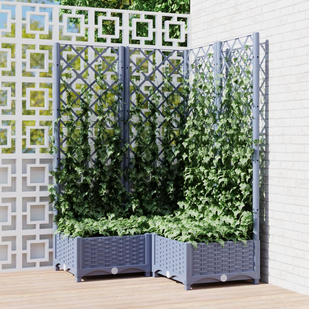 Kukkalaatikko säleiköllä tummanharmaa 80x80x121,5 cm PP - Harrastajankoti.fi