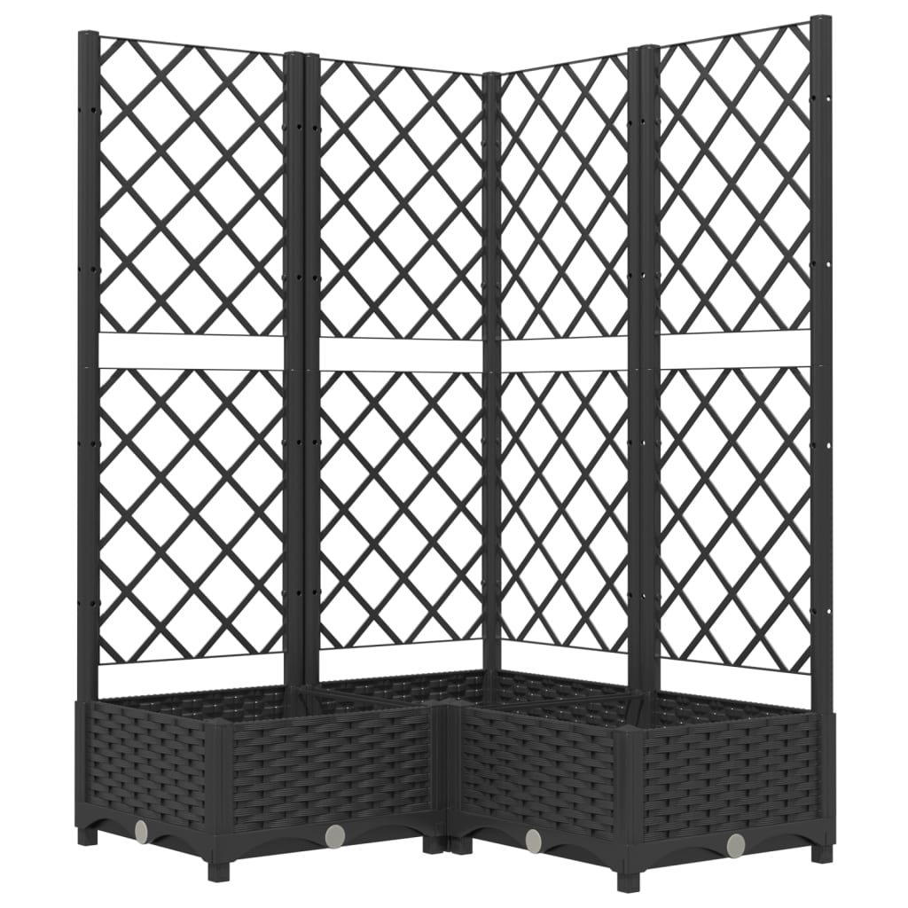 Kukkalaatikko säleiköllä musta 80x80x121,5 cm PP - Harrastajankoti.fi