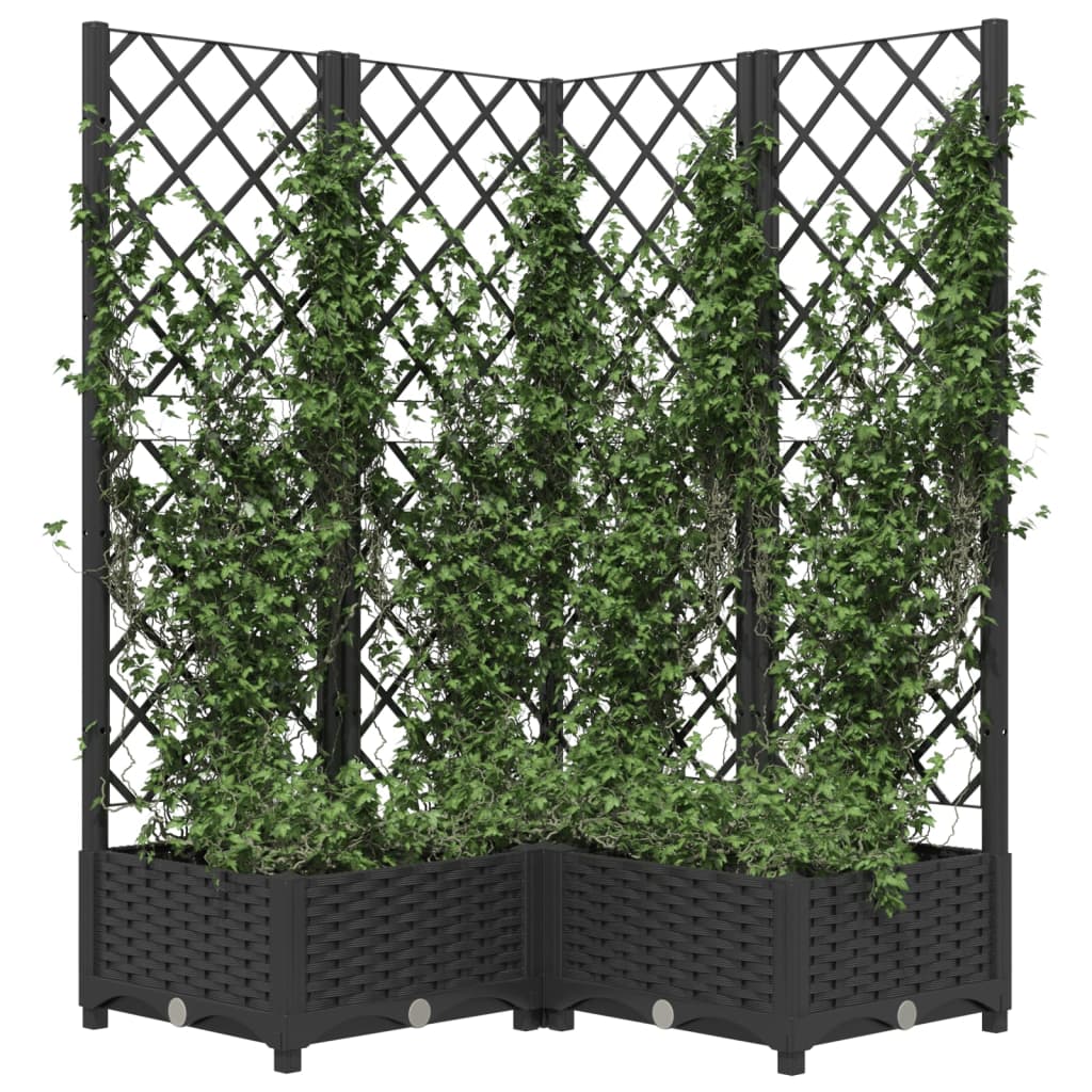 Kukkalaatikko säleiköllä musta 80x80x121,5 cm PP - Harrastajankoti.fi