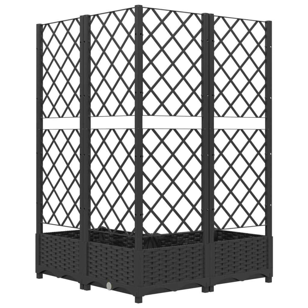 Kukkalaatikko säleiköllä musta 80x80x121,5 cm PP - Harrastajankoti.fi