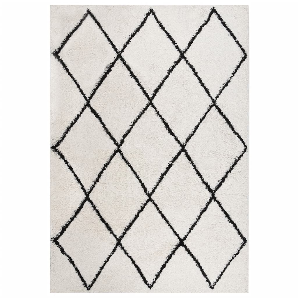 Pörrömatto korkeanukkainen musta ja kerma 140x200 cm - Harrastajankoti.fi