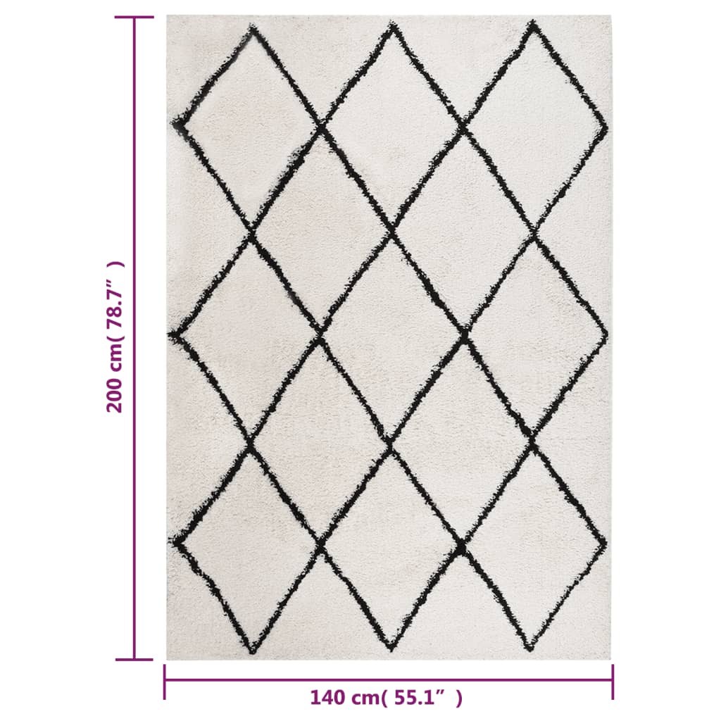 Pörrömatto korkeanukkainen musta ja kerma 140x200 cm - Harrastajankoti.fi