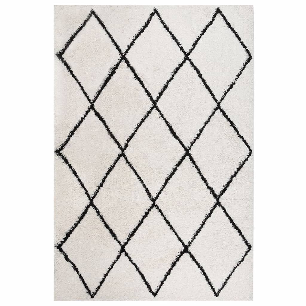 Pörrömatto korkeanukkainen musta ja kerma 160x230 cm - Harrastajankoti.fi
