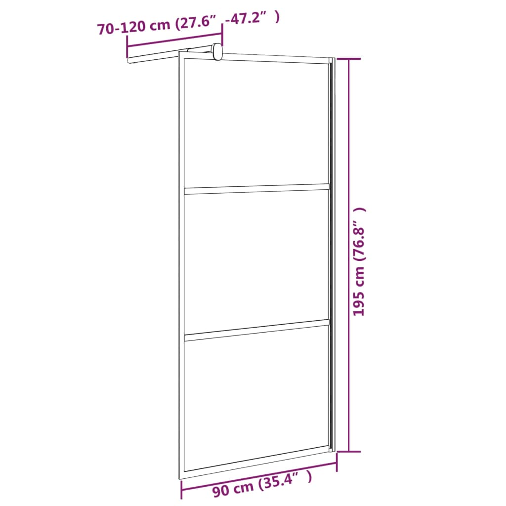 Walk-in suihkuseinäke 90x195 cm tumma ESG-lasi musta - Harrastajankoti.fi