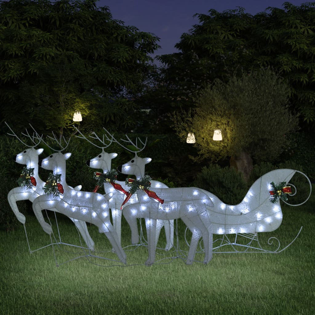 Poro ja reki joulukoriste 100 LED-valoa ulkokäyttöön valkoinen - Harrastajankoti.fi