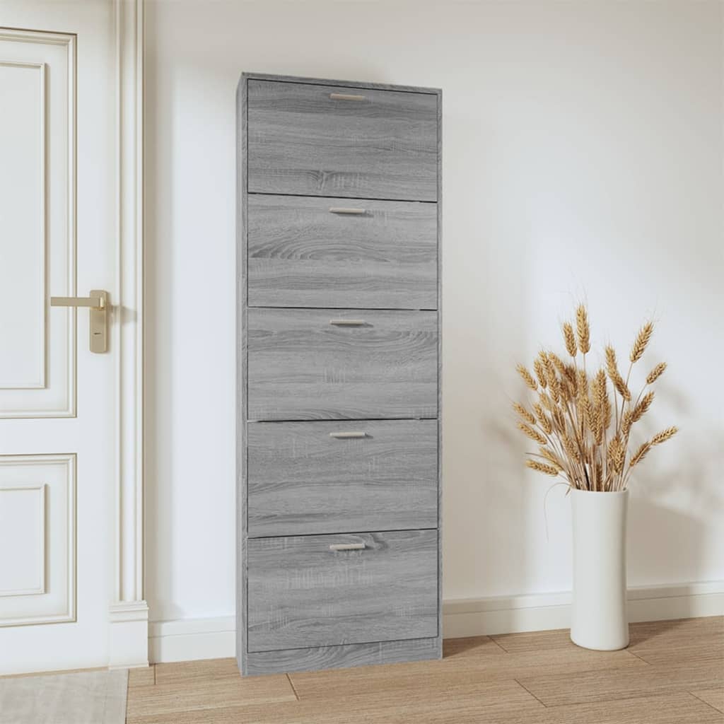 Kenkäkaappi harmaa Sonoma 59x17x169 cm tekninen puu - Harrastajankoti.fi